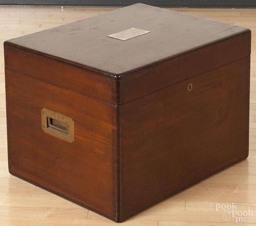 English mahogany silver chest, 19th c., labeled Spink & Son, 18'' h., 25'' w., 19 1/2'' d.