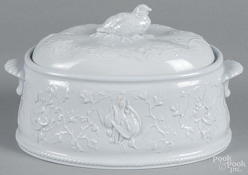 Brownfield ironstone tureen, 19th c., 9'' h., 14 3/4'' w., together with a Spode game pie dish