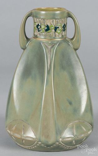 Austrian Art Nouveau pottery vase, early 20th c., 10'' h. Provenance: DeHoogh Gallery, Philadelphia.