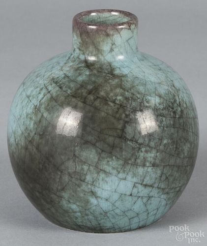 German Karlsruhe pottery vase, 5 3/4'' h. Provenance: DeHoogh Gallery, Philadelphia.