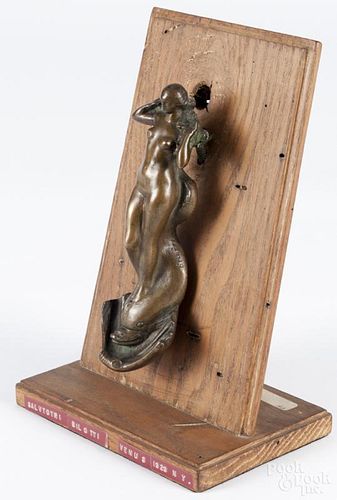 Salvatore Bilotti (American 1879-1953), bronze Venus sculptural doorknocker, dated 1929, 7'' h.