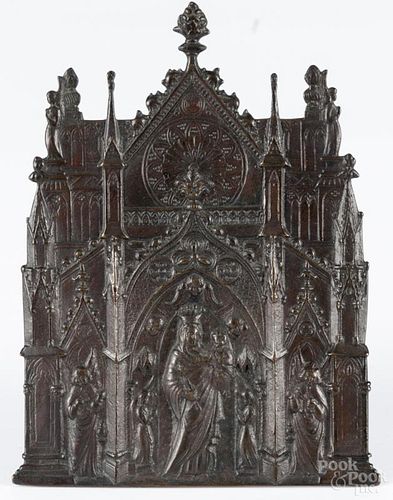 Continental patinated bronze icon, late 19th c., 8'' x 5 3/4''. Provenance: DeHoogh Gallery
