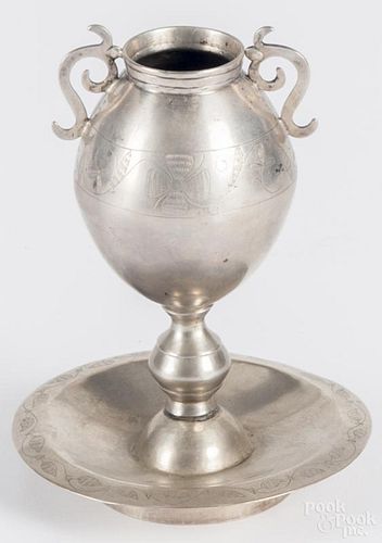 South American silver mate cup, likely Bolivian, 19th c., with floral engraving, 5 1/2'' h.