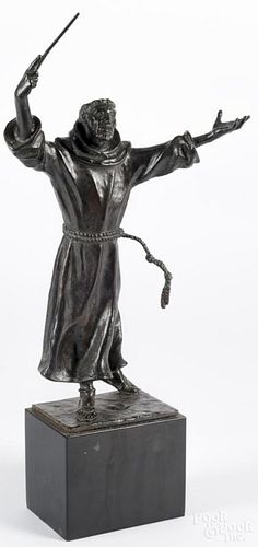 Thomas McGlynn (American 1878-1966), patinated bronze of St. Francis, 17 1/2'' h.