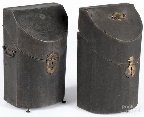 Pair of English shagreen covered knife boxes, 18th c., 13 1/2'' h., 8 1/4'' w.