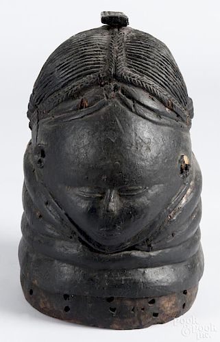 Liberia or Sierra Leone carved Sande helmet mask, 14'' h. Provenance: DeHoogh Gallery, Philadelphia.