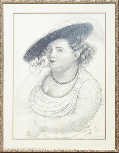 David Miretsky (1939-, Russian), "Portrait of a Lady," 1984, graphite on paper, signed and dated lower right, with a pencil dedicati...
