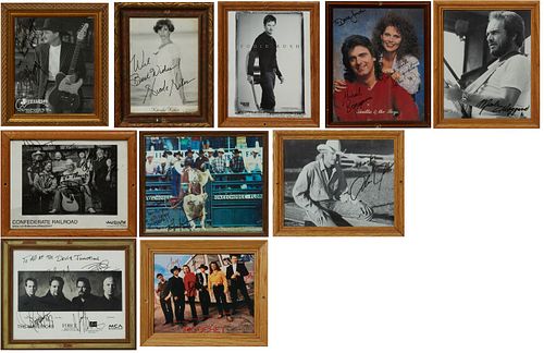 Group of Ten Autographed Photographs, 20th c., of western interest, consisting of Merle Haggard; The Mavericks; Ricochet; Baillie an...