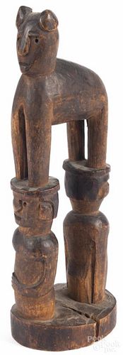 African carved figural group of the Tsonga people, Mozambique, 11 1/4'' h. Provenance: DeHoogh Gallery