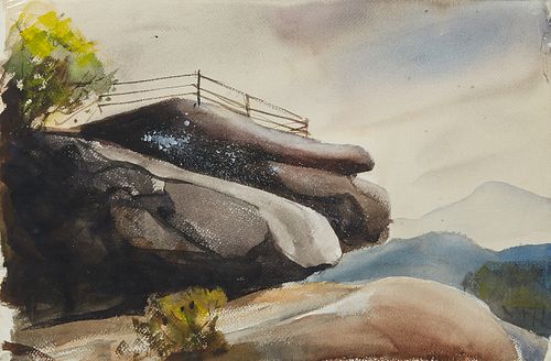 Robert Brandt (New Orleans), "The Overlook," 20th c., watercolor, unsigned, shrinkwrapped, H.- 14 3/4 in., W.- 22 1/4 in.
