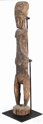 Carved African figure, 31'' h. Provenance: DeHoogh Gallery, Philadelphia.