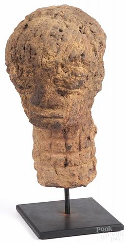 Early Yoruba earthenware sculptural head, 14'' h. Provenance: DeHoogh Gallery, Philadelphia.