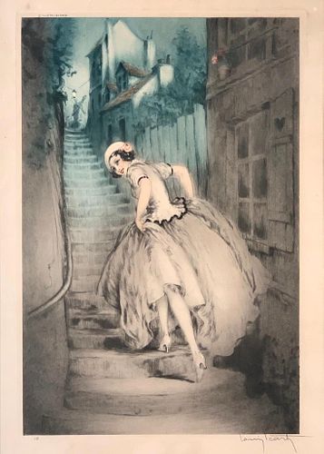 Louis Icart Etching "Charm of Montmartre"