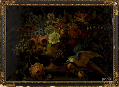 Old Masters style oil on canvas still life, ca. 1900, 24'' x 34''.