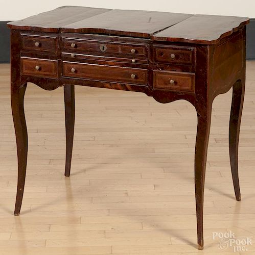French kingwood veneer dressing table, ca. 1800, 30 1/2'' h., 33'' w.