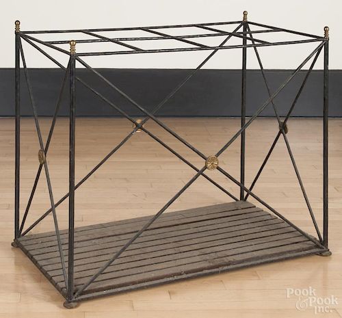 Iron and brass display stand, early 20th c., 31 1/2'' h., 38'' w., 19 3/4'' d.