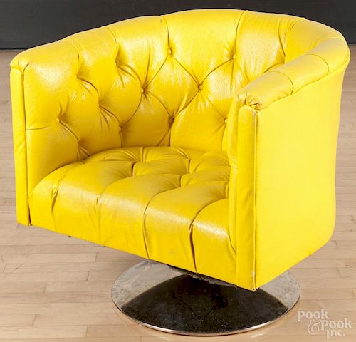 Modern pleather and chrome swivel chair.