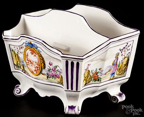 French creamware window box, early 19th c., 6 1/2'' h., 9'' w. Provenance: DeHoogh Gallery, Philadelphia