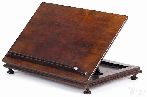 English rosewood tabletop reading stand, 19th c., 12 1/2'' w. Provenance: DeHoogh Gallery, Philadelphia