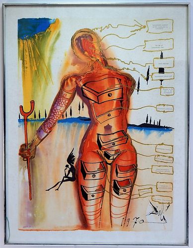 Attr. Salvador Dali Surrealist Portrait Serigraph