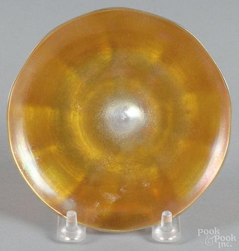 Favrile glass saucer, early 20th c., probably Tiffany, 4 3/4'' dia.