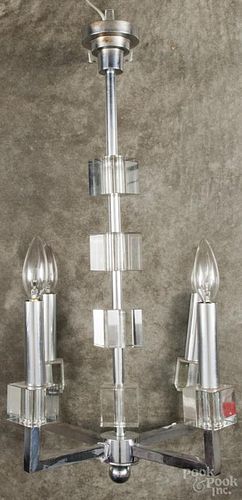 Lucite and chrome chandelier, mid 20th c., 25 '' h. Provenance: DeHoogh Gallery, Philadelphia.