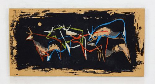 Philip Hicken Semi Abstract Buffalo Painting