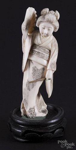 Japanese carved ivory geisha, ca. 1900, 5 1/4'' h.