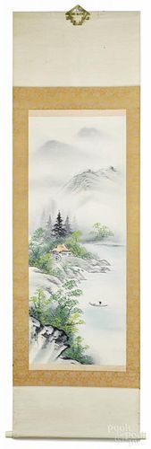 Two Oriental watercolor scrolls, 20th c.
