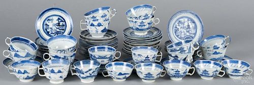Chinese export porcelain Canton pattern partial tea service, 19th/20th c.