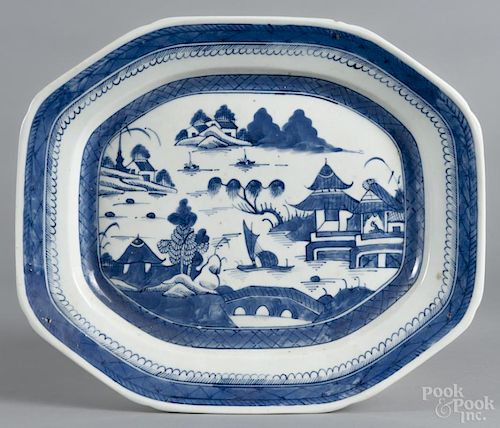 Chinese export porcelain Canton platter, 19th c., 13 1/2'' l., 16'' w.