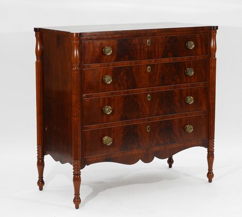 19C American Federal Flame Mahogany Chest