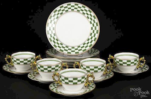 Ginori Italian porcelain tea service, early 20th c., Khedive series, to include five tea cups