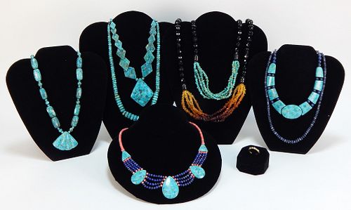 9PC Native American Style Turquoise Jewelry Group