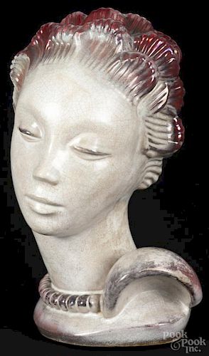 Michael Andersen & Sons of Denmark ceramic bust of a woman, titled Chantal and marked on base