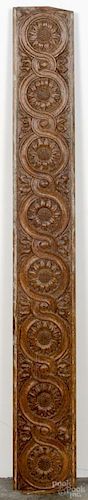 French sunflower carved oak over-door panel, 6 1/2'' h., 51 3/4'' w. Provenance: DeHoogh Gallery