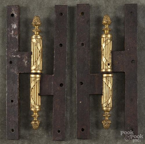 Pair of French iron and gilt painted hinges, 19th c., 8 1/2'' h. Provenance: DeHoogh Gallery