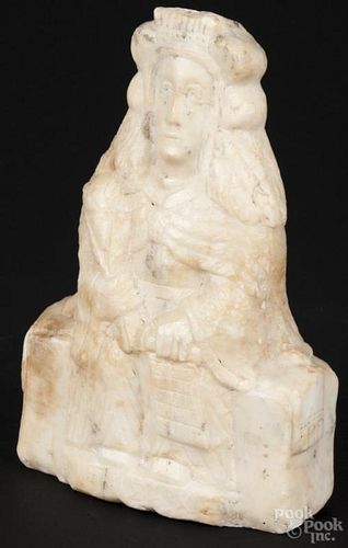 Carved marble Grecian figure, 7'' h. Provenance: DeHoogh Gallery, Philadelphia.