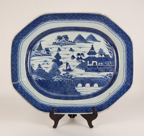 LG 19C Chinese Canton Blue and White Platter