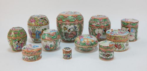 11PC Chinese Rose Medallion Covered Box Group