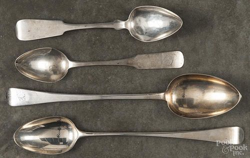 Two English sterling silver serving spoons, makers to include Charles Boyton and Thomas Nortzell
