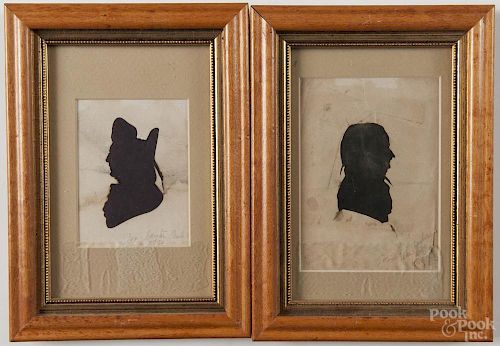 Three American hollowcut miniature silhouettes of political figures, 18th/19th c.
