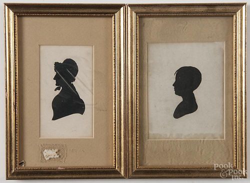 Two English or American hollowcut miniature silhouettes, 19th c., to include one of a lady