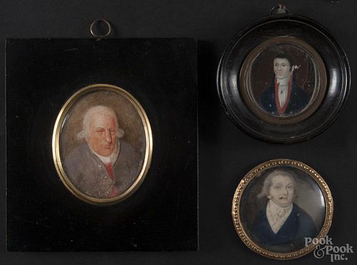 English watercolor miniature portrait on ivory of Roger Harwood, late 18th c., 2 3/4'' x 2 1/4''