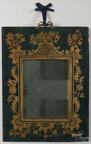 Continental painted and gilt wooden mirror, late 18th c., 15 1/4'' x 11 1/2''.