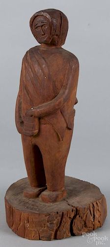 Folk art carved wooden figure, impressed P. Noe on base, 14 1/2'' h. Provenance: DeHoogh Gallery