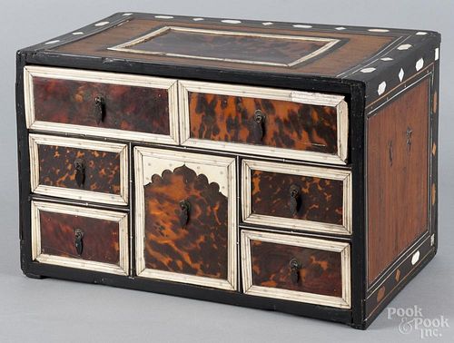 Anglo-Indian inlaid ivory and faux tortoise shell six-drawer chest, 18th/19th c.