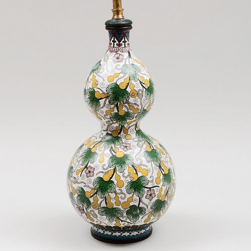 CloisonnÃ© Double Gourd Vase Mounted as Lamp