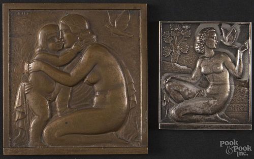 Lucien Gibert (French 1904-1988), one silver-plated plaquette, 2 1/4'' x 1 3/4''