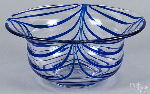 Blown art glass center bowl, 20th c., 4 1/2'' h., 10'' dia.
